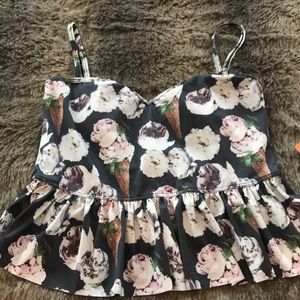 Kortni Jeane Ice Cream Floral Sweetheart Peplum